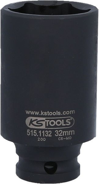 KS Tools 1/2" slagdop, zeskant, lang, 32 mm, 515.1132