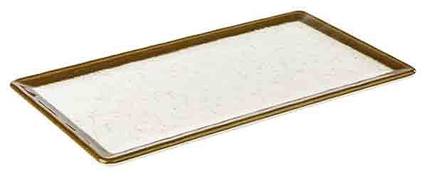 APS GN 1/3 dienblad -STONE ART-, 32,5 x 17,6 cm, hoogte: 1,5 cm, melamine, binnenkant: decor, wit, rand: bruin, 84521