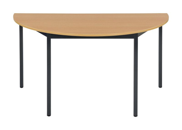 Bisley MULTI Desk multifunctionele tafel, halfrond 19 mm, BC beuken decor, frame zwart, H 740 x B 1400 x D 700 mm, MTH1407BC333