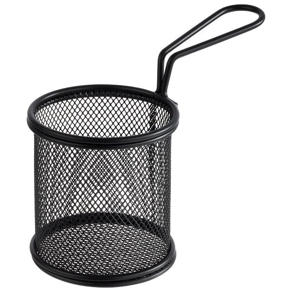 APS serveerfrituurmand, Ø 9 x 8,5 cm, RVS, zwart, handvat: 9 cm, -SNACKHOLDER-, 40625