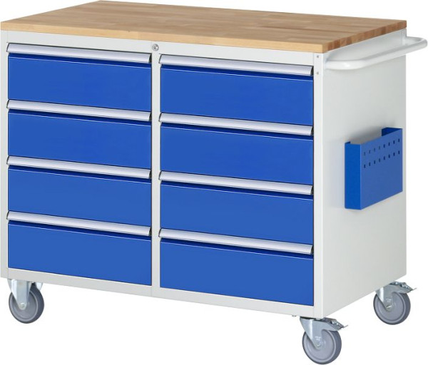 RAU montagewagen serie 7000, B1145 x D650 x H975 mm, massief beukenhouten blad, laden: links: 4xH180mm, rechts: 4xH180mm, 15-LL5.1.1AB.11