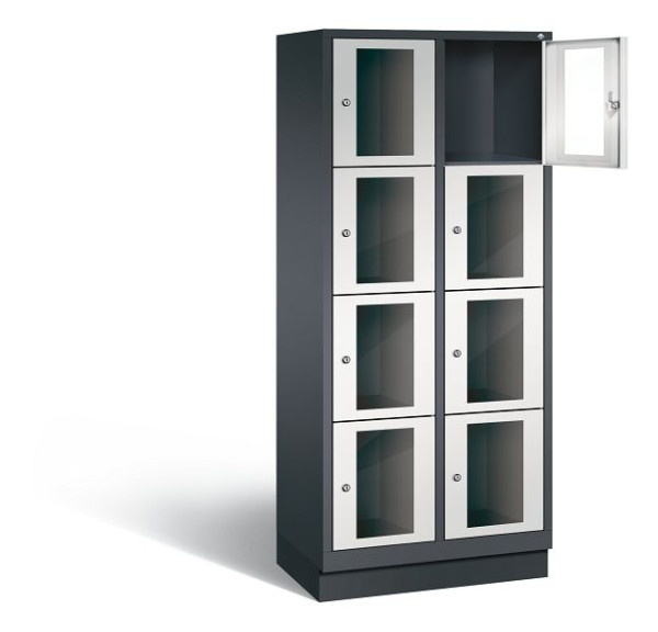 C+P lockerkast Classic, H1800xW810xD500mm, kleur: zwartgrijs/lichtgrijs, 8020A224 S10014