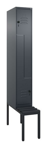 C+P Z-Spind Classic PLUS, met onderbank, 2 vakken, 2120x300x815mm, 7016/7016, draaigrendel, 0800537-102 S10042