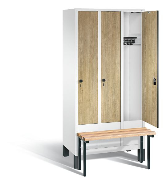 C+P garderobe Evolo, H1850xB900xD815mm, kleur: verkeerswit / decor eiken Sereno, 48030-30 S10200