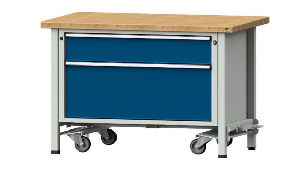 ANKE werkbanken kistwerkbank, model 15 VX, 1270 x 800 x 840 mm, RAL 7035/5010, BMP 40 mm, met neerlaatbare aandrijfinrichting, 340.070