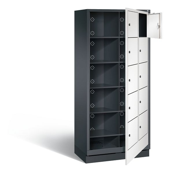 C+P wasautomaat Evolo, H1800xW810xD500mm, kleur: zwartgrijs / verkeerswit, 48160-205 S10289