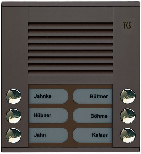 TCS audio voordeurstation serie PES 6 beldrukkers (rechts/links uitgelijnd), AP brons, PES06-EB/04