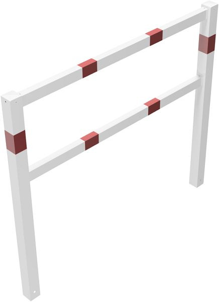 Schake wegversperringen, vast, gelast met boven- en knierails, thermisch verzinkt en wit gecoat, totale breedte: 1500 mm, 4016_15B