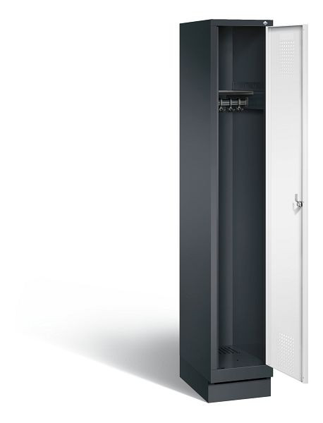 C+P garderobekast Evolo, H1800xB320xD500mm, kleur: zwartgrijs / verkeerswit, 48020-10 S10459
