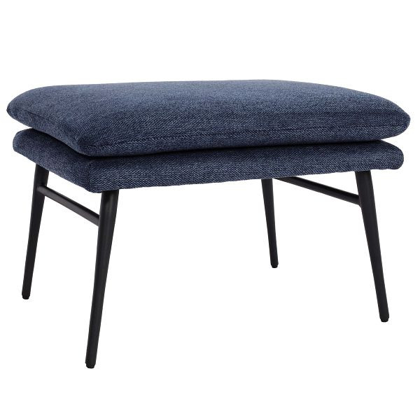 Mendler kruk HWC-L62, kruk voetenbank poef gestoffeerde kruk, 38x56x40cm stof/textiel, blauw, 117260