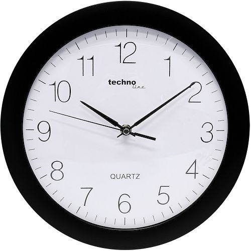 Technoline quartz wandklok zwart, kunststof, afmetingen: Ø 30 cm, WT 7000 zwart