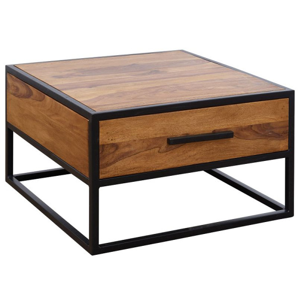 Wohnling salontafel massief hout / metalen salontafel 65x38x65cm, WL5.623