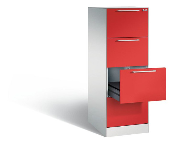 C+P archiefkast Asisto, H1310xB440xD600mm, kleur: lichtgrijs / vuurrood, beugelgreep, 146 225-421 S10031