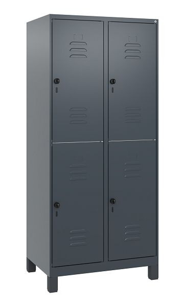 C+P Doppelstöckiger Spind Classic PLUS, Füße, 2 Abteile, 1800x800x500mm, 7016/7016, Drehriegel, 0803107-22 S10012