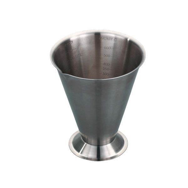 GSD maatbeker 750 ml van mat roestvrij staal, met voet, VE: 6 stuks, 32 031