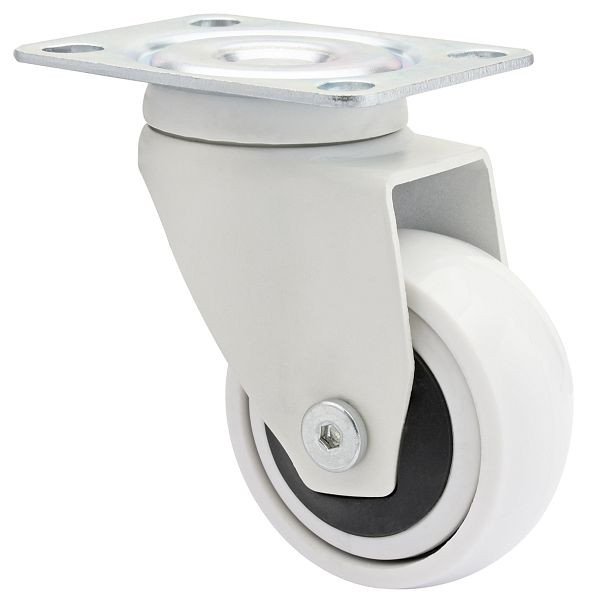 WAGNER Möbel-Lenkrolle 3C-SERIE Durchmesser 50mm, TPE, weiß, soft, Kugellager Tragkraft 50kg, VE: 4 Stück, 1225101