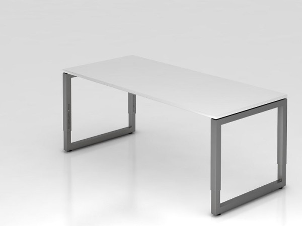 Hammerbacher bureau O-voet vierkant 180x80cm wit/grafiet, rechthoekige vorm met zwevend tafelblad, VRS19/W/G
