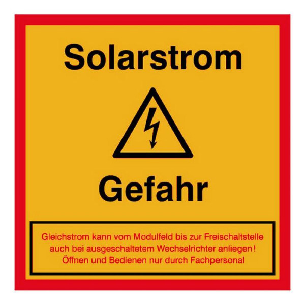 Stein HGS HGS elektrisch etiket/waarschuwingsbord, let op zonne-energie, 21.0686
