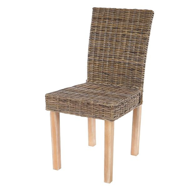Mendler set van 4 eetkamerstoelen Littau, rieten stoel, keukenstoel, Kubu rotan, 35441