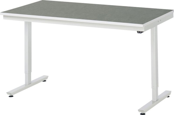 RAU werktafel serie adlatus 150 (elektrisch in hoogte verstelbaar), werkblad met linoleum/universele bekleding, 1500x720-1120x800 mm, 08-AT-150-080-L