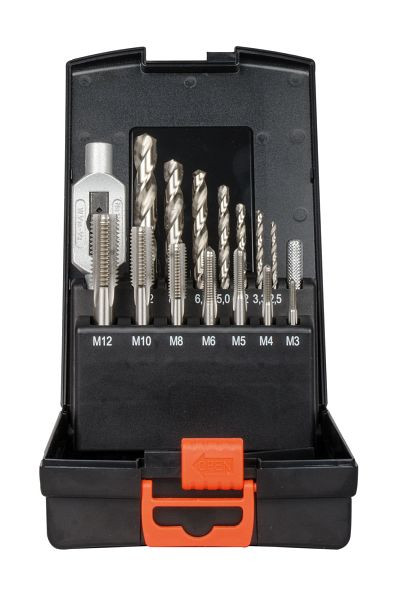 Projahn incisie draadboren set HSS-G 15 delig M3-M12 in kunststof koffer, 910135