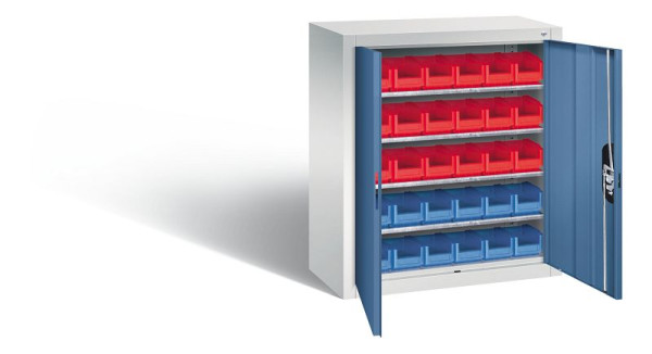 C+P tijdschriftenkast serie 13, H830xB700xD300mm, kleur: lichtgrijs / verre blauw, verzonken handgreep, 134013-23 S10027