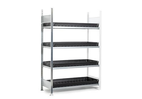 DENIOS Gefahrstoffregal GKW 1340 pro, 4 PE-Wannen, 1312 x 437 x 2000 mm, Anbaufeld, 273909