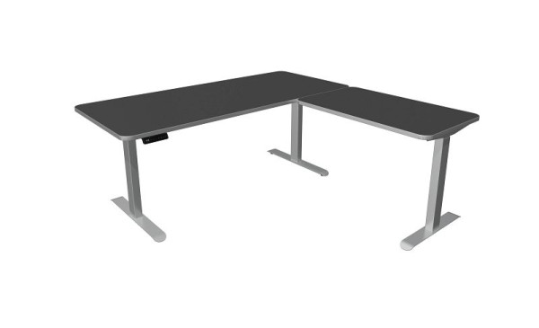 Kerkmann zit-statafel, Move 3 Premium, B 1800 x D 800 mm met aanbouwelement, elektrisch in hoogte verstelbaar van 720-1210 mm, antraciet, 10332513