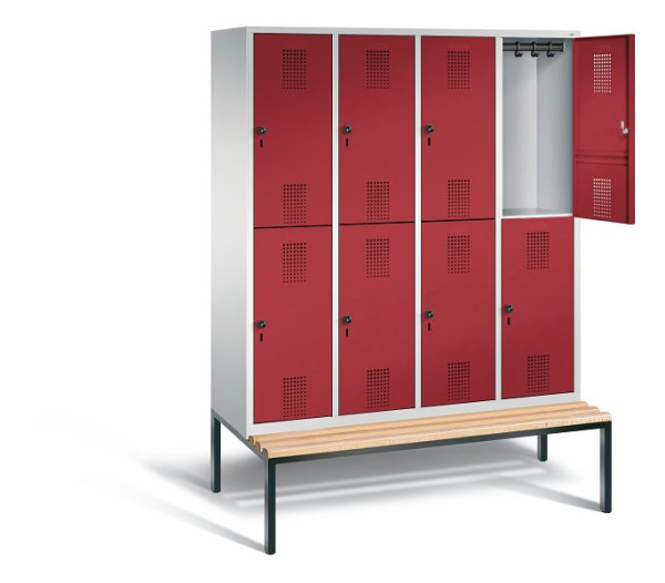 C+P locker dubbellaags Evolo, H2090xW1590xD810mm, kleur: lichtgrijs/robijnrood, 48350-42 S10050