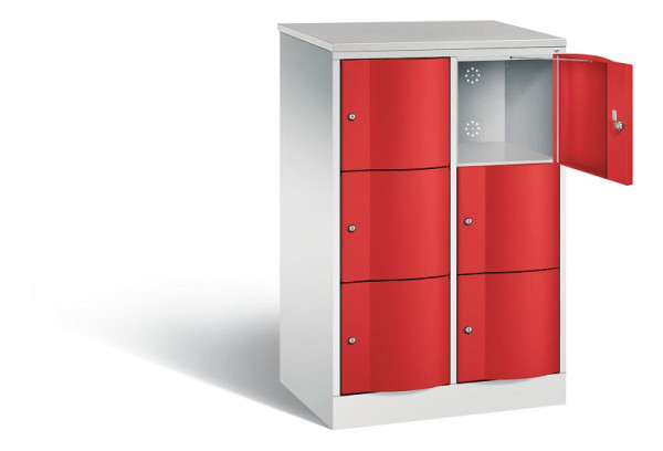C+P lockerkast Resisto, H1255xB772xD540mm, kleur: lichtgrijs / vuurrood, 8573-272 S10489