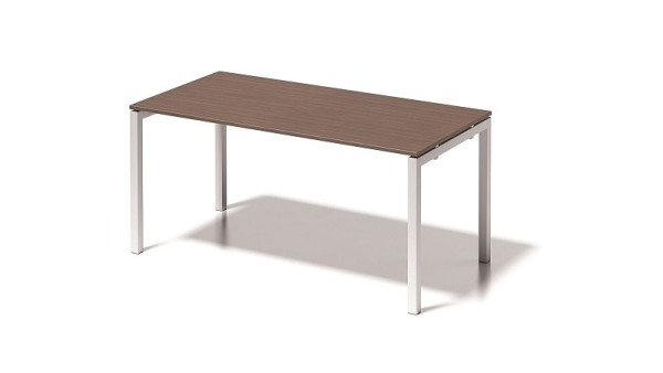 Bisley Cito bureau, 730 mm hoogte vast U-frame, H 19 x B 1600 x D 800 mm, walnoot/verkeerswit, DUF1608WN396