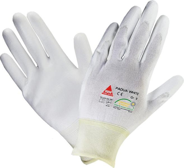 Hase Safety PADUA white, 5-Fg.-Sicherheitshandschuhe, Nylon/PU, waschbar, Größe: 6, VE: 10 Paar, 508200-6