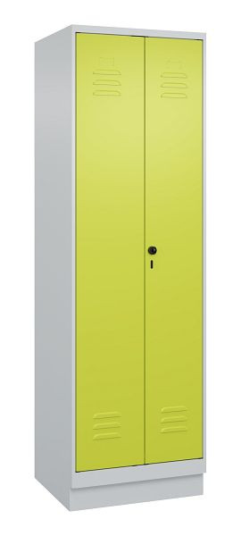 C+P Umkleidespind Classic PLUS, Doppel-Spind, Sockel, 2 Abteile, 1950x600x500mm, 7035/0024, Drehriegel, 080022-20P S10010
