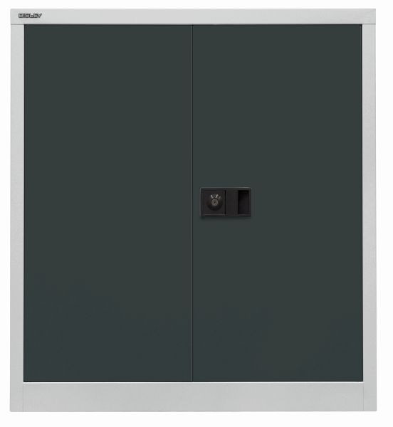 Bisley universele draaideurkast, 1 gegalvaniseerde plank, 2 OH, romp lichtgrijs, antracietgrijze fronten, E402A01G525