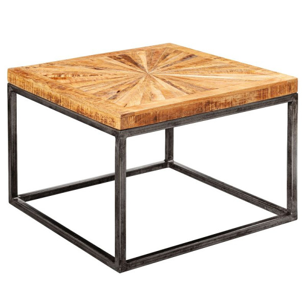 Wohnling salontafel Mango massief hout 55x40x55 cm met metalen frame, WL5.951