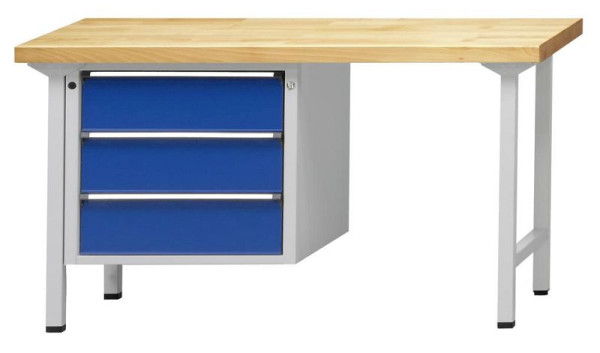 ANKE combinatie werkbank; 1500x700 mm; RAL 7035/5010; Linker onderkast (V-BL) 660x615x600 mm, 3 laden 180 mm