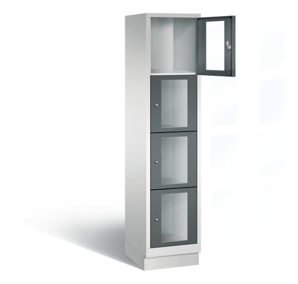 C+P lockerkast Classic, H1800xB420xD500mm, kleur: lichtgrijs / antracietgrijs, 8020A124 S10018