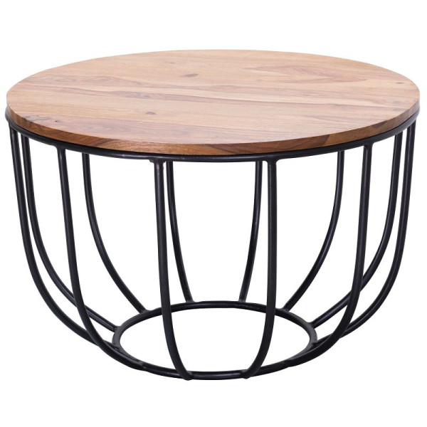 Wohnling salontafel 60x39x60 cm Sheesham massief hout / metaal, WL5.677