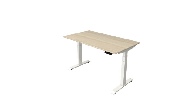 Kerkmann sta-/zittafel Move 4 nieuw 140 x 80 cm frame wit, tafelblad esdoorn, 10091050