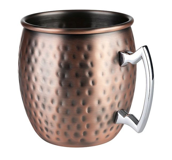 APS mok -MOSCOW MULE-, Ø 9 cm, hoogte: 10 cm, roestvrij staal, antiek koperlook, gehamerd oppervlak, inhoud: 0,5 liter, 93323