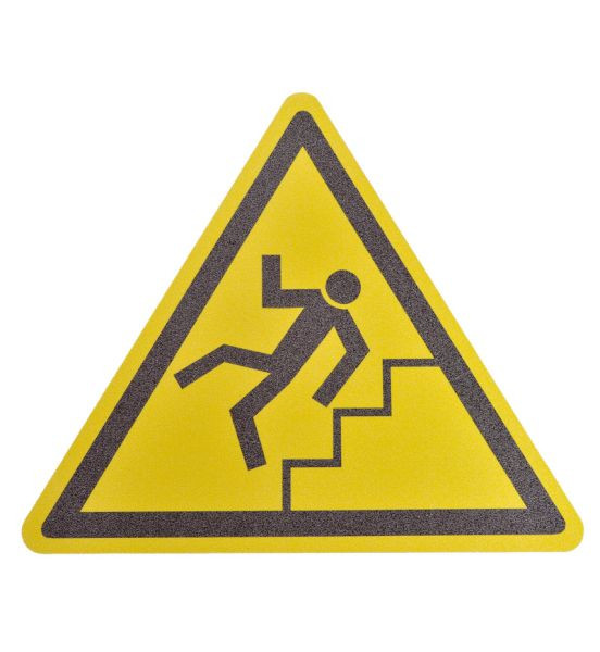 m2 antislip bekleding vloermarkering symbool "let op trappen" driehoek pootlengte 600mm, MBMD002600