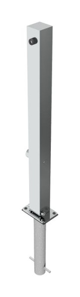 Schake RVS paal 70 x 70 mm, opklapbaar, zelfvergrendelend slot voor inzetting in beton, met driehoekslot volgens DIN 3223, 4070FUH