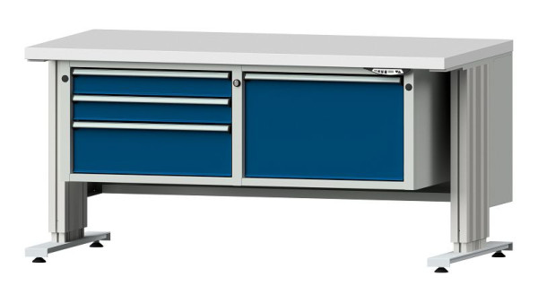 ANKE werkbanken werktafel LIFT met onderstel, breed, model 802 VL, 1500 x 800 x 740-1140 mm, RAL 7035/5010, KSP 40 mm, 405.504