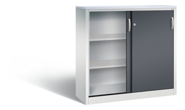 C+P dressoir met schuifdeuren Acurado, H1200xB1200xD400mm, kleur: lichtgrijs/zwartgrijs, beugelgreep, 3 niveaus, 2047-1200 S10349