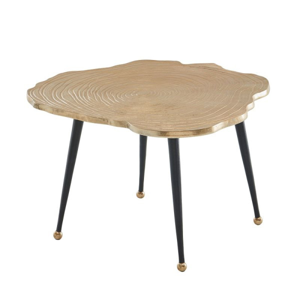 Wohnling salontafel aluminium boomschijf 64x64x37 cm salontafel metaal goud, design woonkamertafel rond, kleine salontafel modern, WL6.673