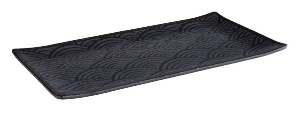 APS GN 1/3 dienblad -DARK WAVE-, 32,5 x 17,6 cm, hoogte: 2 cm, melamine, binnen: decor, buiten: zwart, 84902