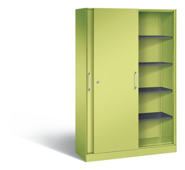 C+P schuifdeurkast Asisto, H1980xB1200xD435mm, kleur: Viridine groen / Viridine groen, beugelgreep, 5 niveaus, 142001-000 S10103