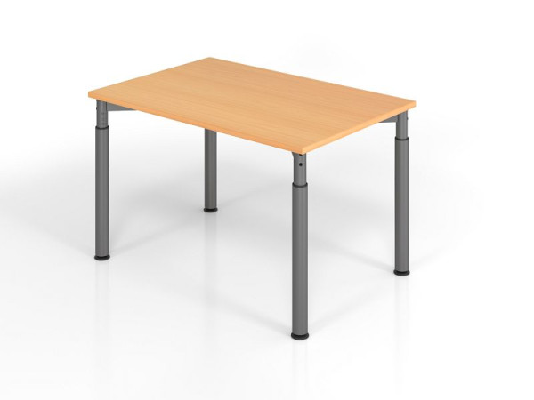 Hammerbacher bureau YS12, 120 x 80 cm, blad: beuken, 25 mm dik, ABS dikke rand, rechthoekige vorm, grafiet, VYS12/6/G