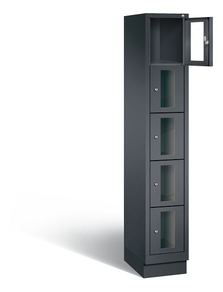 C+P lockerkast Classic, H1800xB320xD500mm, kleur: zwart-grijs, 8020A105 S10011