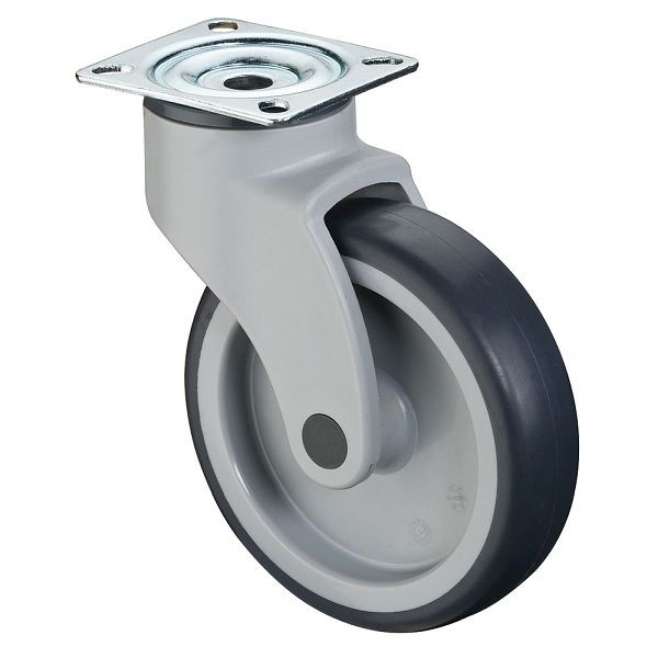 BS-rollen Kunststof rol, wielbreedte 32 mm, wiel-Ø 125 mm, draagvermogen 100 kg, grijs rubberen loopvlak, glijlager, VE = 2 stuks, C100.A81.125